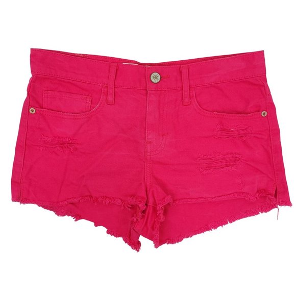 Abercrombie and Fitch Womens Denim Shorts Cutoffs Size 2 W 26 Pink Distressed - Picture 1 of 9